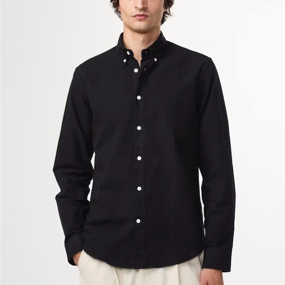 NN. 07 Button Up Long Sleeve Black Cotton Shirt